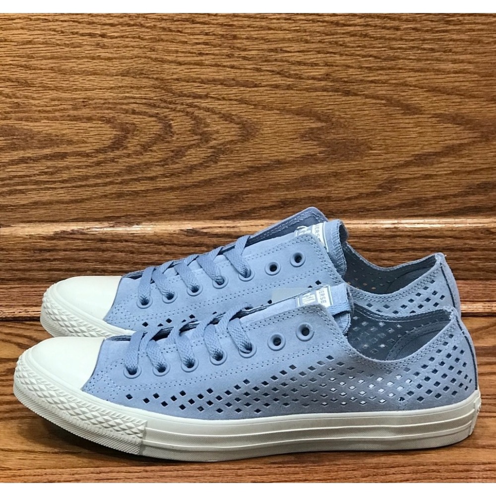 Converse‎ Chuck Taylor All Star Ox Glacier Grey Perforated Leather Size Men 9